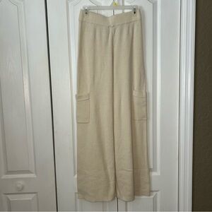 Sincerely Jules Ivory Knit Pull on wide leg pants pockets M
